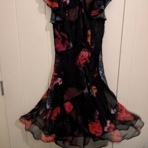 Maxi Dress with Red Floral Design